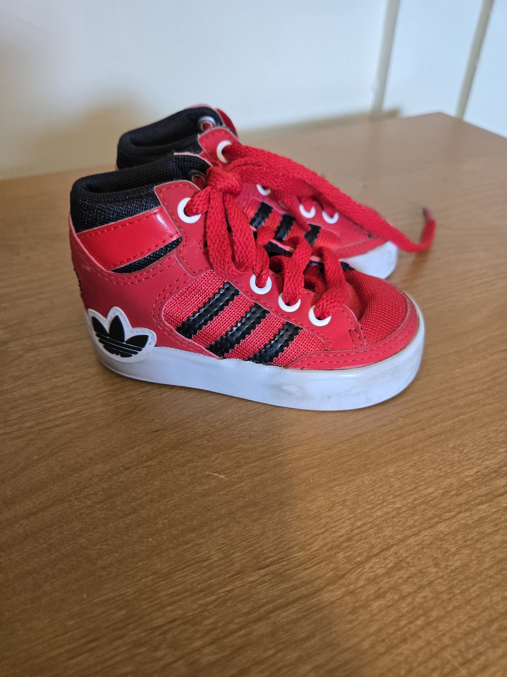adidas Kids Red and Black High-Top Sneakers